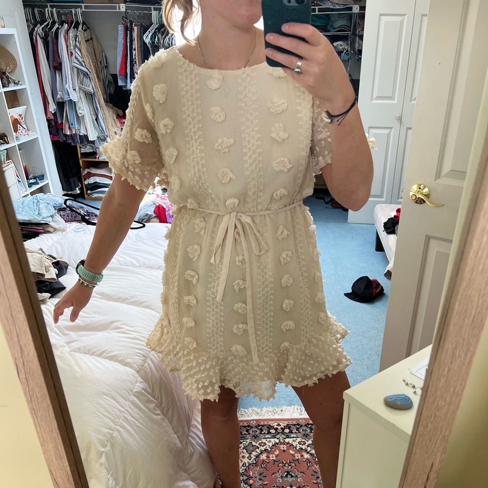Clad & Cloth Cream Dress